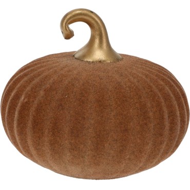 JK Home Décor - Κολοκύθα από Γυαλί με Βελούδο Καφέ 12x11cm