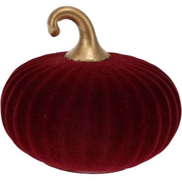 JK Home Décor - Κολοκύθα από Γυαλί με Βελούδο Μπορντό 12x11cm