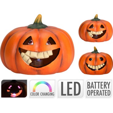 JK Home Décor - Κολοκύθα Κεραμική LED 14x14x13cm 2Σχδ