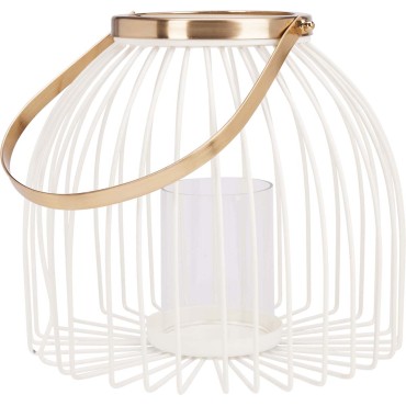 JK Home Décor - Φανάρι από Μέταλλο Λευκό 22x20cm