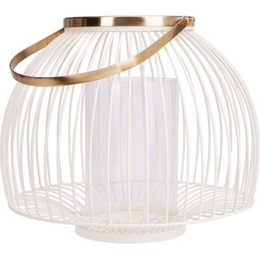 JK Home Décor - Φανάρι από Μέταλλο Λευκό 28x23cm