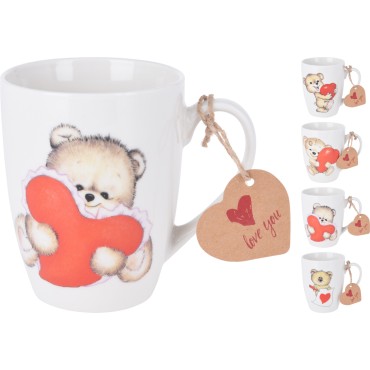 JΚ Home Décor - Κούπα Κεραμική Βαλεντίνος 330ml 12x11cm 4Σχδ
