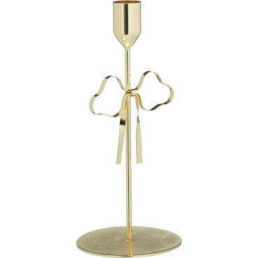 JK Home Décor - Κηροπήγιο με Φιόγκο από Μέταλλο Χρυσό 9x20cm