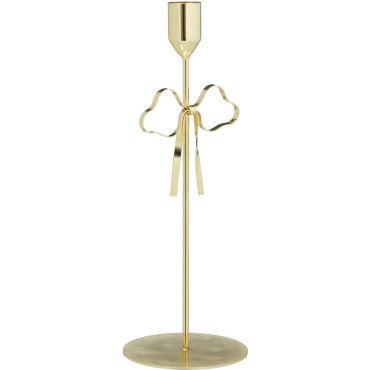 JK Home Décor - Κηροπήγιο με Φιόγκο από Μέταλλο Χρυσό 9x25cm