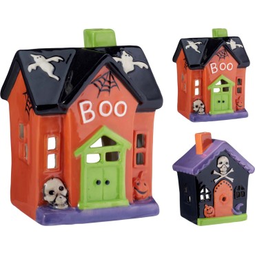 JK Home Décor - Κηροπήγιο Σπίτι Halloween 11x10x15cm 2Σχδ