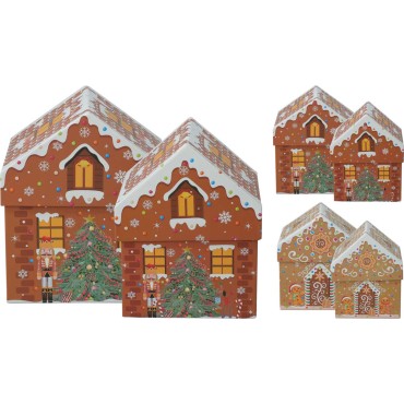 JK Home Décor - Κουτί Χάρτινο Σπίτι 15x15x18cm S/2