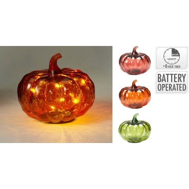 JK Home Décor - Κολοκύθα LED από Γυαλί 15x13cm 3Σχδ