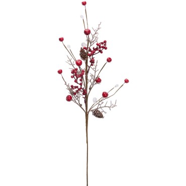 JK Home Décor - Κλαδί με Berries & Κουκουνάρι 54cm