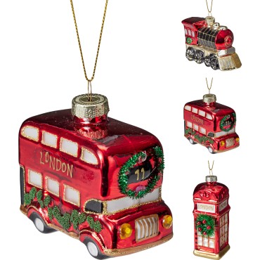 JK Home Décor - Στολίδι Λονδίνο από Γυαλί 10cm 3Σχδ