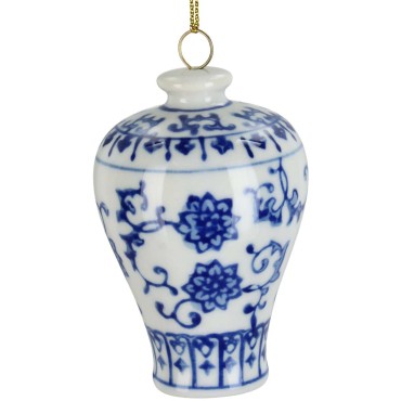 JK Home Décor - Στολίδι Βάζο Chinoiserie Πορσελάνη Λευκό 7.5cm