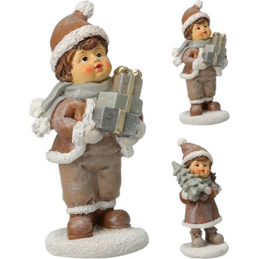 JK Home Décor - Φιγούρα με Παιδάκια από Πολυρεζίν 12.5cm 2Σχδ