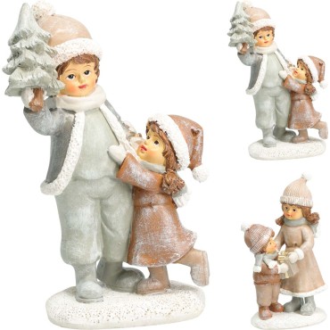 JK Home Décor - Φιγούρα με Παιδάκια από Πολυρεζίν 15.5cm 2Σχδ