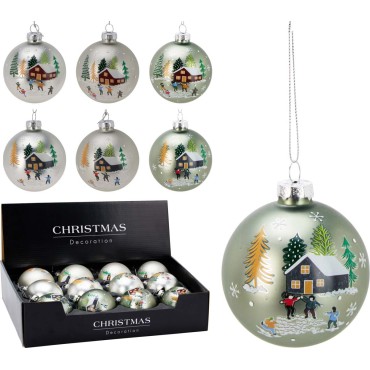 JK Home Décor - Μπάλα Χριστουγέννων Snow από Γυαλί Βεραμάν 8cm 6Σχδ