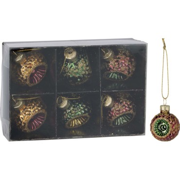 JK Home Décor - Μπάλα Χριστουγέννων Royal από Γυαλί 4cm S/6