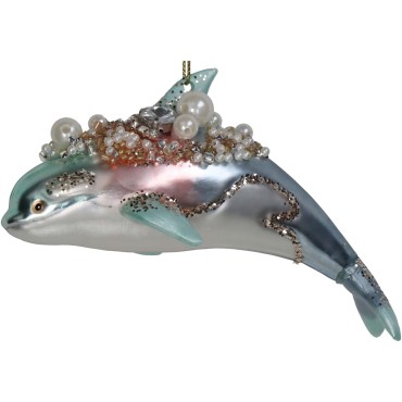 JK Home Décor - Ornament Dolphin Glass Multi 13.3cm