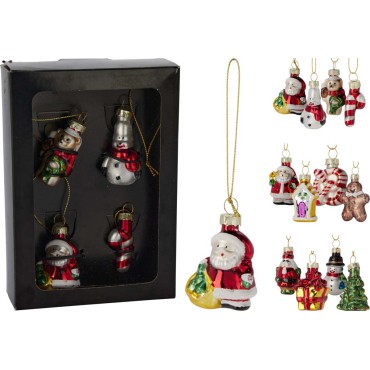 JK Home Décor - Στολίδια Χριστουγέννων από Γυαλί 5x7cm S/4