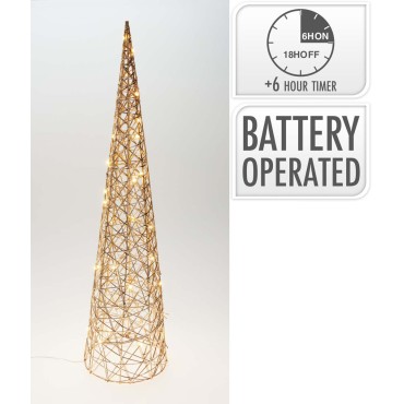 JK Home Décor - Δέντρο Κώνος 40LED Μέταλλο Χρυσό 20x80cm