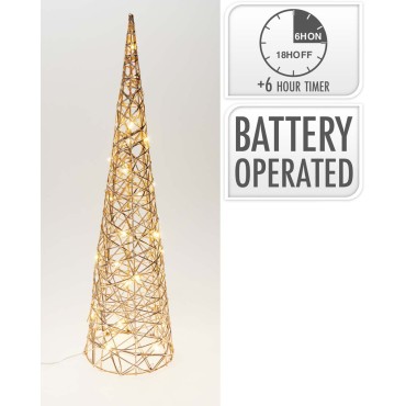 JK Home Décor - Δέντρο Κώνος 30LED Μέταλλο Χρυσό 16x60cm