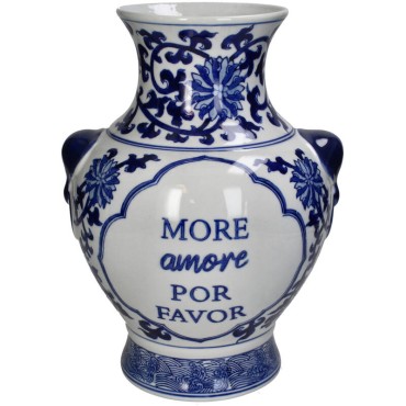 Vase Porcelain Blue 21.5x21.5x31cm