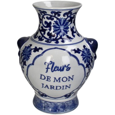 Vase Porcelain Blue 21.5x21.5x31cm