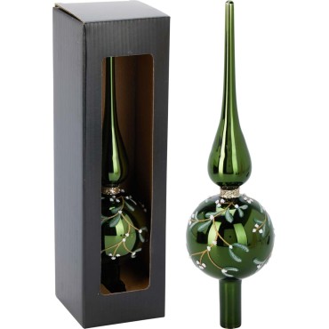JK Home Décor - Κορυφή Δέντρου από Γυαλί Πράσινο 30cm
