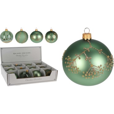 JK Home Décor - Μπάλα Γυάλινη Πράσινη 8cm 4Σχδ