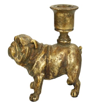JK Home Décor - Candle Stick Dog Polyresin Gold 12x6.5x11.2cm