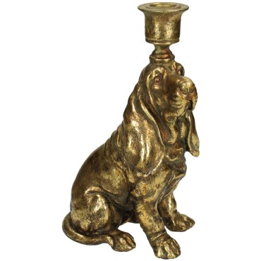JK Home Décor - Candle Stick Dog Polyresin Gold 14.5x9x24.2cm