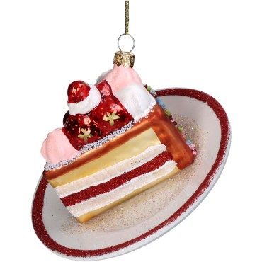 JK Home Décor - Στολίδι Πιάτο Με Κέικ Γυάλινο 12.7cm