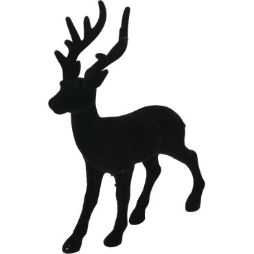 JK Home Décor - Reindeer Flocked 27cm Black