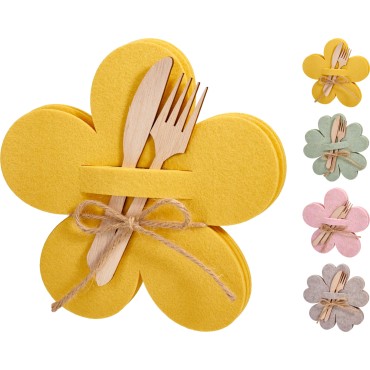 JΚ Home Decor - Θήκη Μαχαιροπήρουνων Λουλούδι Τσόχα 20cm 4Ass