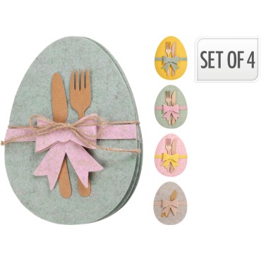 JΚ Home Decor - Θήκη Μαχαιροπήρουνων Αυγό Τσόχα 15x21cm 4Ass