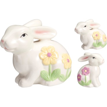 JΚ Home Decor - Λαγός με Λουλούδια 11x13cm 2Ass