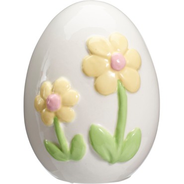 JΚ Home Decor - Πασχαλινό Αυγό με Κίτρινο Λουλούδι 8x11cm