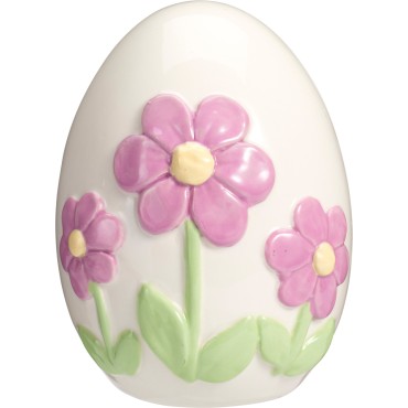 JΚ Home Decor - Πασχαλινό Αυγό με Μωβ Λουλούδια 10x13cm