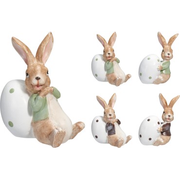 JΚ Home Decor - Λαγός με Αυγό 7.6cm 4Ass