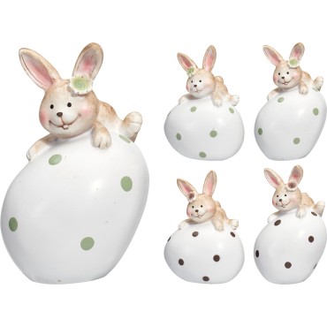 JΚ Home Decor - Λαγός Πάνω σε Αυγό 11.5cm 4Ass