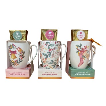 JK Home Décor - Κούπα Χριστουγέννων με Τσάι 12x9x19cm 3Σχδ