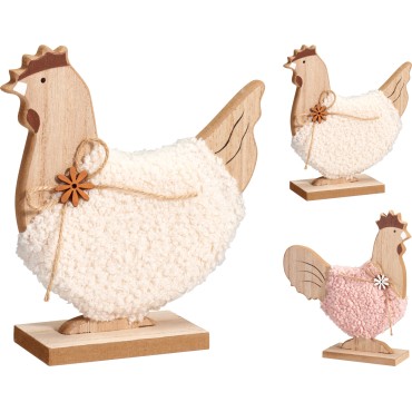 JΚ Home Decor - Διακοσμητικό Πετεινός & Κότα MDF 15x19cm 2Ass