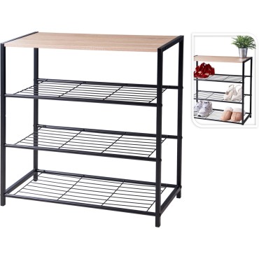 JΚ Home Decor - Παπουτσοθήκη Μεταλλική 3 Επίπεδα MDF 63x63cm