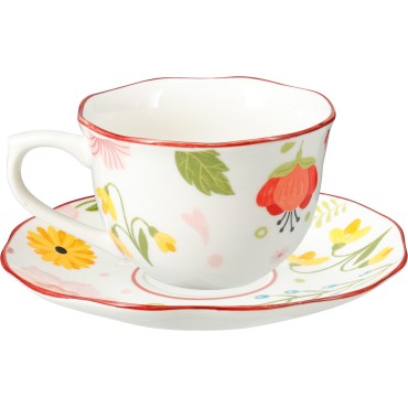 JΚ Home Decor - Φλιτζάνι με Πιατάκι Πορσελάνη 220ml 10x6.5cm S/2
