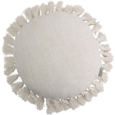 JK Home Décor - Cushion Tassels Cotton Ivory 45x45cm
