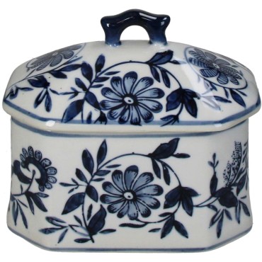Keepsake Box Porcelain Blue 16.5x11.5x15.5cm