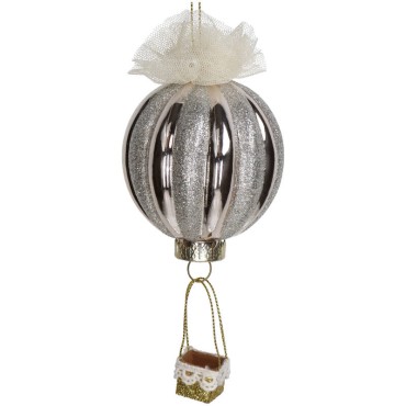 JK Home Décor - Ornament Hot Air Balloon Glass Champagne 15.2cm
