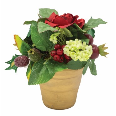 JΚ Home Décor - Γλαστράκι με Λουλούδια Κόκκινα