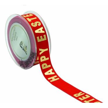JΚ Home Décor - Κορδόνι Γκρο Foil Happy Easter 2.3cmX9m