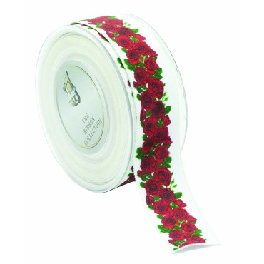 JΚ Home Décor - Κορδόνι Holland Velvet With Backing Red Roses 3.5cmX9m