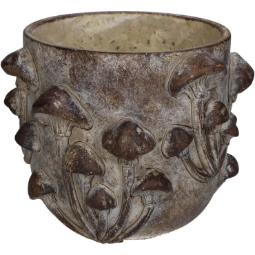 JK Home Décor - Planter Mushroom Concrete Brown 18.5x18.5x14.5cm