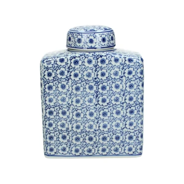 JK Home Décor - Jar Porcelain Blue 12.5X7X16.5cm