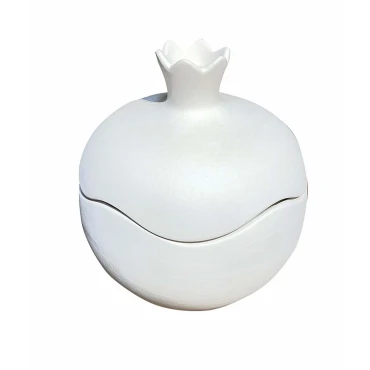 JK Home Décor - Ρόδι Ανοιγόμενο Κεραμικό Λευκό Matte 13cm